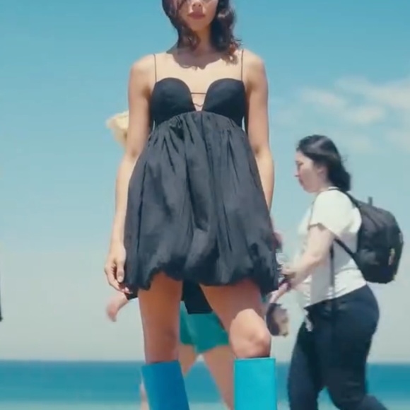 NEW Acler Palermo Sleeveless Sweetheart Bubble-Hem Taffeta Mini Dress - Black - Picture 4 of 14